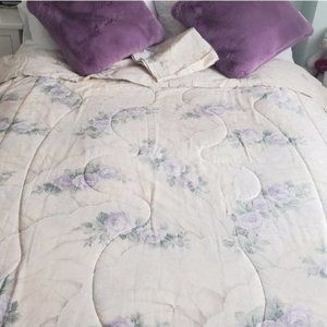 REVERSIBLE BEDDING TWIN- Floral and Cream W large pillow case